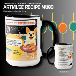 DENNY'S STUBBY SAUSAGES Corgi Art Muse Recept Mok