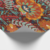 Dense bloemsierbloemen tekenen fantasiekamers cadeaupapier (Hoek)