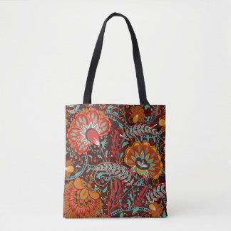 Dense bloemsierbloemen tekenen fantasiekamers tote bag