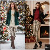 Dense Brown Black Mini Plaid Check Leggings