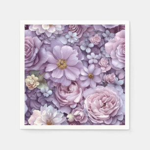 Dense Pastel Roze en Paarse Botanische Kunst Servet