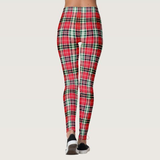 Dense Red Green Holiday Plaid Texture Leggings (Achterkant)