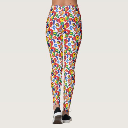 Dense Retro Primary Color Abstract Scribble Leggings (Achterkant)