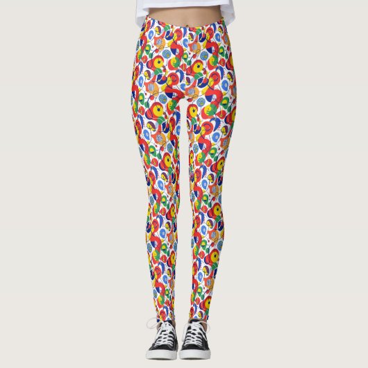 Dense Retro Primary Color Abstract Scribble Leggings (Voorkant)