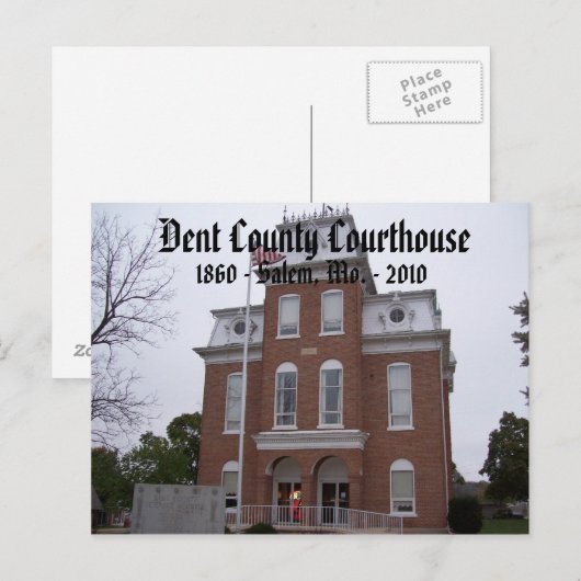 Dent County Courthouse, 1860 - Salem, Mo. ... Briefkaart (Voorkant / Achterkant)