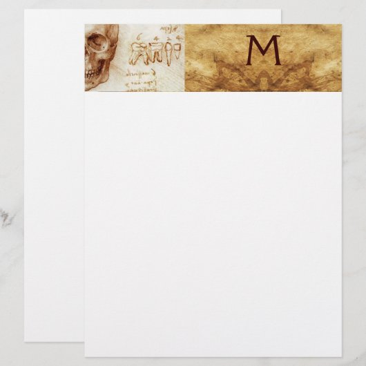 DENTAAL CLINIC, DENTIST MONOGRAM, Antiek perkament (Voorkant / Achterkant)