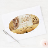 DENTAAL CLINIC, DENTIST MONOGRAM, Antiek perkament Ovale Sticker (Envelop)