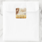 DENTAAL CLINIC, DENTIST MONOGRAM, Antiek perkament Vierkante Sticker (Tas)