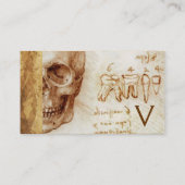 DENTAAL CLINIC, DENTIST MONOGRAM, Antiek perkament Visitekaartje (Achterkant)