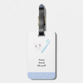 Dentaal ontwerp, tand en penseel bagagelabel (Achterkant verticaal)