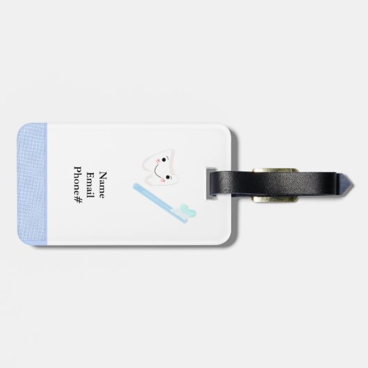 Dentaal ontwerp, tand en penseel bagagelabel (Achterkant horizontaal)