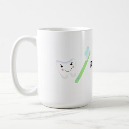 Dentaal ontwerp, tand en tandenborstel koffiemok (Links)