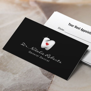 Dental 3D Heart Tooth Logo Professional Dentist Afsprakenkaartje