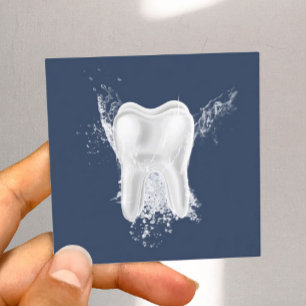 Dental 3D Tooth Professional Navy Blue Dentist Vierkante Visitekaartje