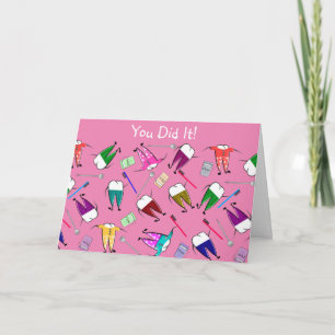 Dental Afstuderen gefeliciteerd roze Kaart