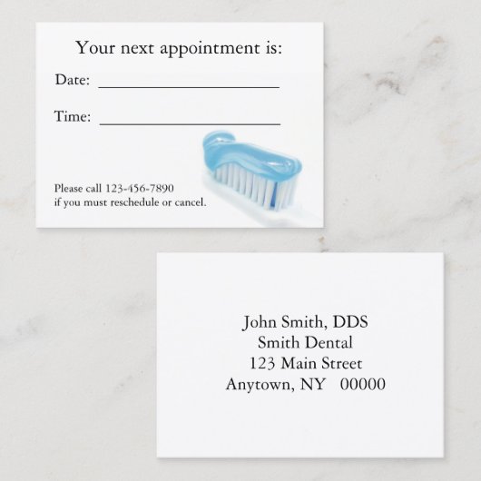 Dental Appointment Card Afsprakenkaartje (Voorkant / Achterkant)
