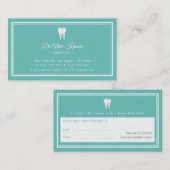 Dental Appointment Card | Lichte Blauwgroen tandar Afsprakenkaartje (Voorkant / Achterkant)