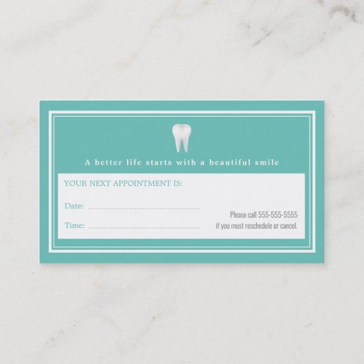 Dental Appointment Card | Lichte Blauwgroen tandar Afsprakenkaartje (Achterkant)