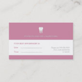 Dental Appointment Card | Roze tandarts Afsprakenkaartje (Achterkant)