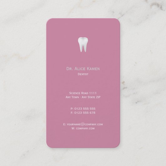 Dental Appointment Card | Roze tandarts Afsprakenkaartje (Voorkant)