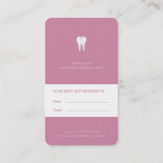 Dental Appointment Card | Roze tandarts Afsprakenkaartje (Achterkant)