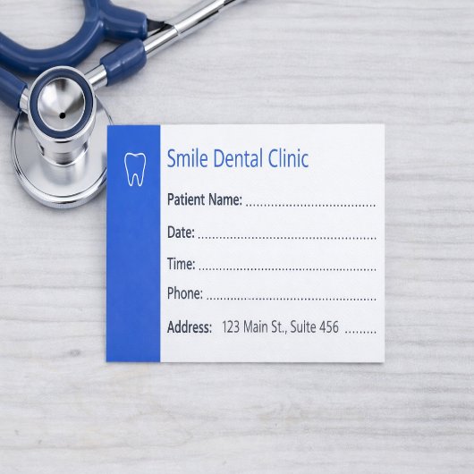 Dental Appointment Cards Dentist Office Blue Afsprakenkaartje