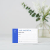 Dental Appointment Cards Dentist Office Blue Afsprakenkaartje (Staand voorkant)