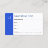 Dental Appointment Cards Dentist Office Blue Afsprakenkaartje (Voorkant)