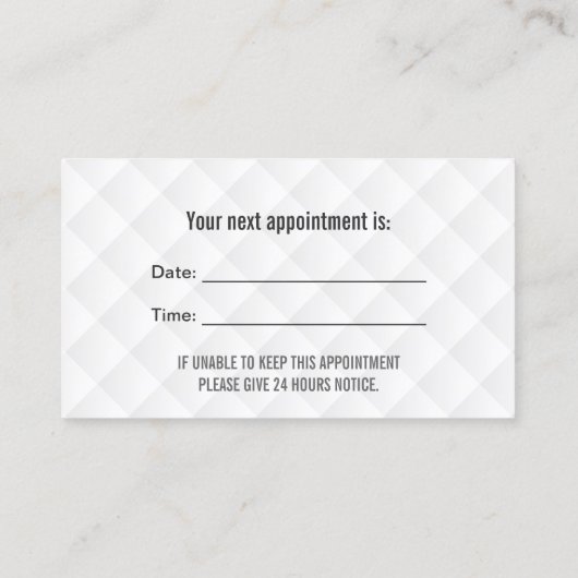 Dental Appointment Classic Black Quilted Dentist Afsprakenkaartje (Achterkant)