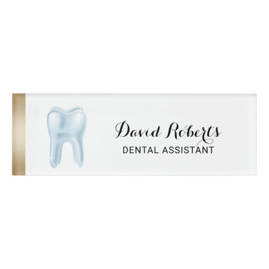Dental Assistant 3D Tooth Logo Dentist Naambadge (Voorkant)