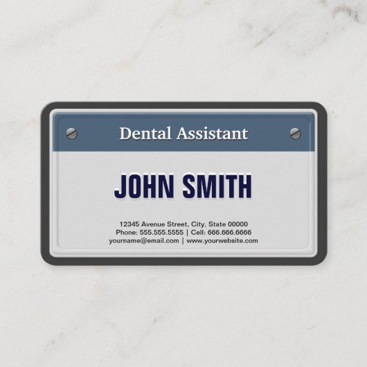Dental Assistant Cool Car License Bord Visitekaartje (Voorkant)