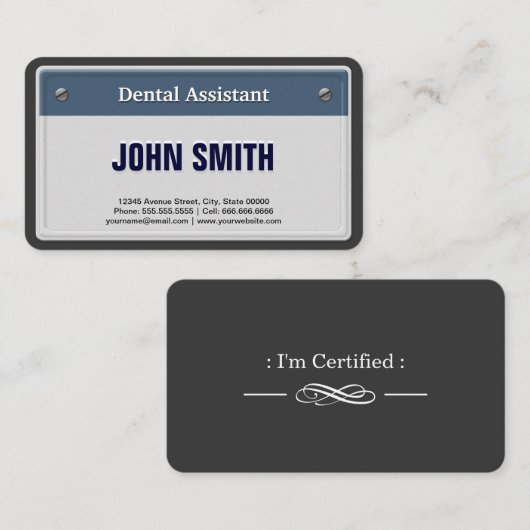 Dental Assistant Cool Car License Bord Visitekaartje (Voorkant / Achterkant)