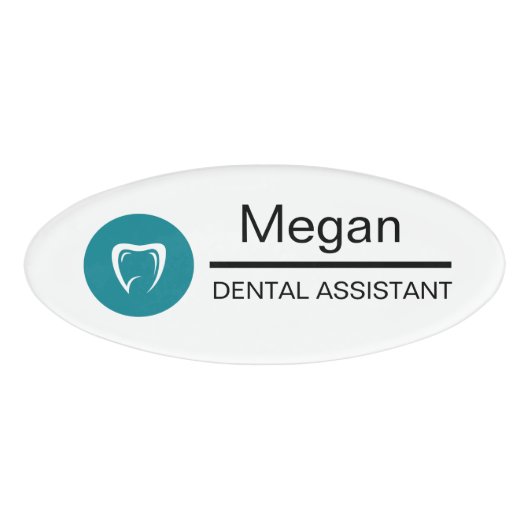 Dental Assistant Custom Tooth Logo Naambadge (Voorkant)