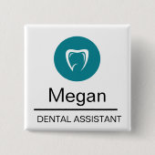 Dental Assistant Custom Tooth Logo Vierkante Button 5,1 Cm (Voorkant)