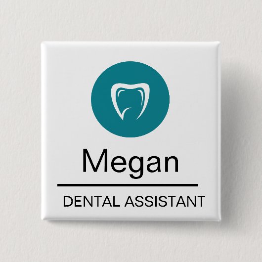 Dental Assistant Custom Tooth Logo Vierkante Button 5,1 Cm (Voorkant)