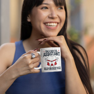 Dental Assistant Funny Heroes Quote Tweekleurige Koffiemok