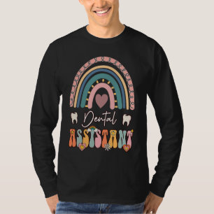Dental Assistant Groovy Retro  regenboogstaart T-shirt