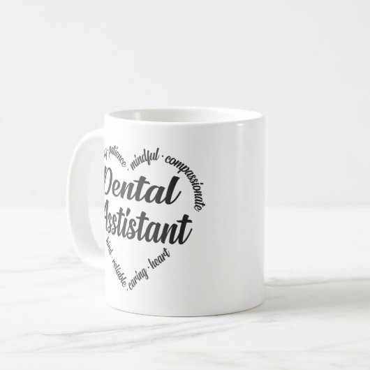 Dental Assistant Heart Word Cloud Koffiemok (Voorkant links)
