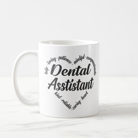 Dental Assistant Heart Word Cloud Koffiemok (Links)