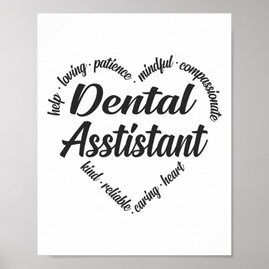 Dental Assistant Heart Word Cloud Poster (Voorkant)
