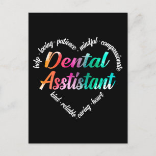 Dental Assistant Heart Word Cloud Waterverf Feestdagenkaart