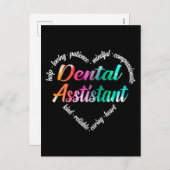 Dental Assistant Heart Word Cloud Waterverf Feestdagenkaart (Voorkant / Achterkant)