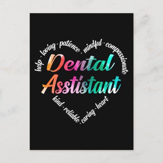 Dental Assistant Heart Word Cloud Waterverf Feestdagenkaart (Voorkant)