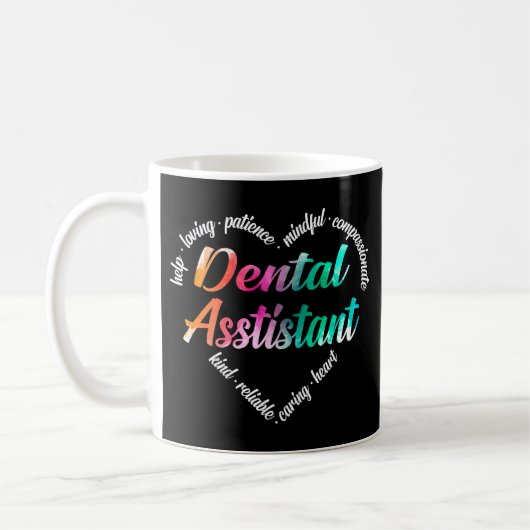 Dental Assistant Heart Word Cloud Waterverf Koffiemok (Links)