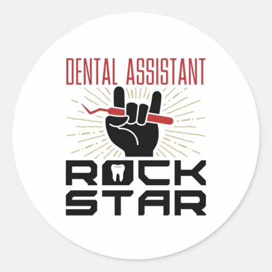 Dental Assistant Rock Star Ronde Sticker (Voorkant)