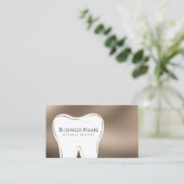 Dental Beige & Goud Visitekaartje Design (Staand voorkant)