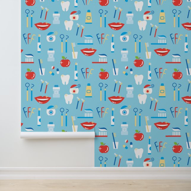 Dental Blue Pattern Behang (Applicatie)