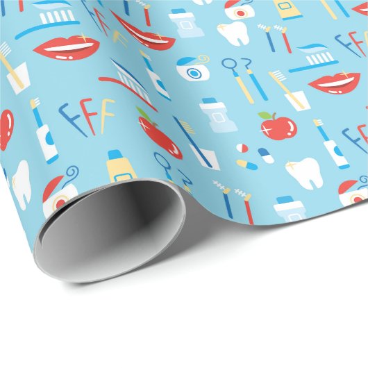 Dental Blue Pattern Cadeaupapier (Rol Hoek)