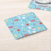 Dental Blue Pattern Kartonnen Onderzetters (Gebogen)