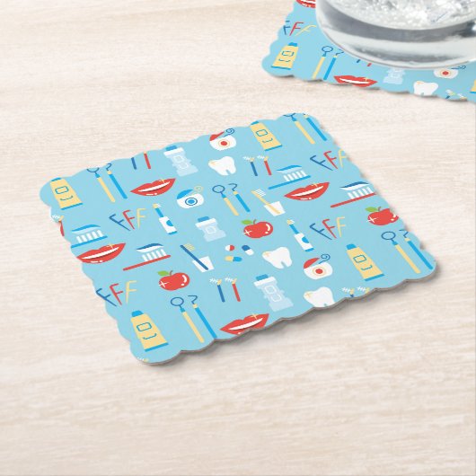 Dental Blue Pattern Kartonnen Onderzetters (Gebogen)